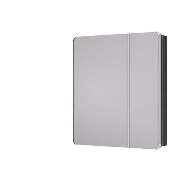 30 in. W x 32 in. H Rectangular Chrome Stainless Steels  Framed Recessed/Surface Mount Medicine Cabinet with Mirror