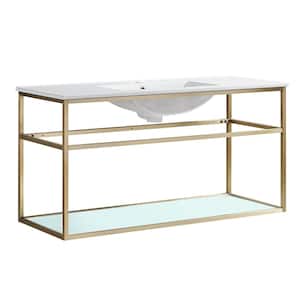 Pierre 47.2 in. W x 23.6 in. H Vanity in Gold with Ceramic Vanity Top in White with White Basin