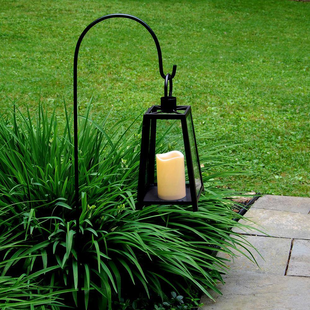 Black Metal Tabletop Lantern with Amber LED Candle