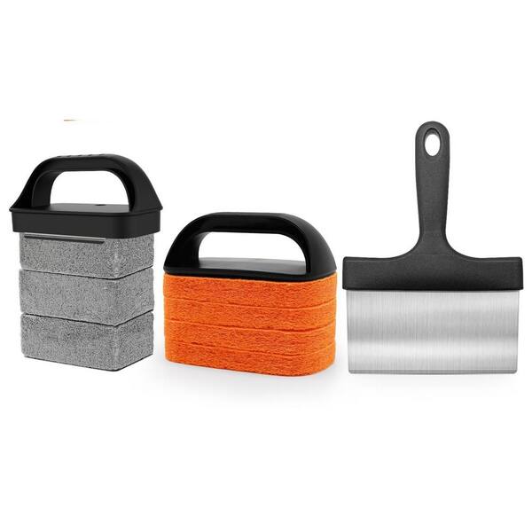 Griddle Cleaning Kit with Grill Stone, Scraper, and Brush for Cleaning Flat Top Grills and Removing Stains (1-Pack)
