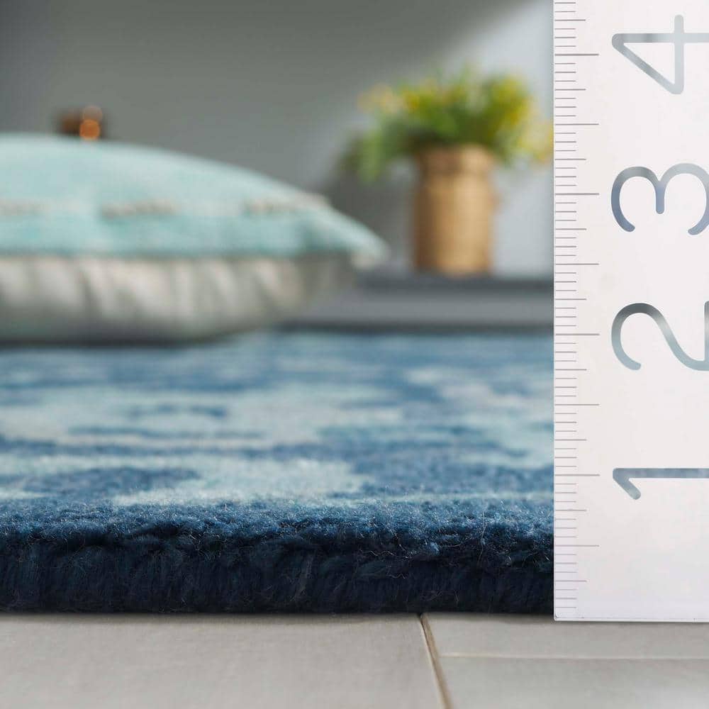 Handmade Navy Wool Tufted Rectangular Area Rug, 3' x 5'