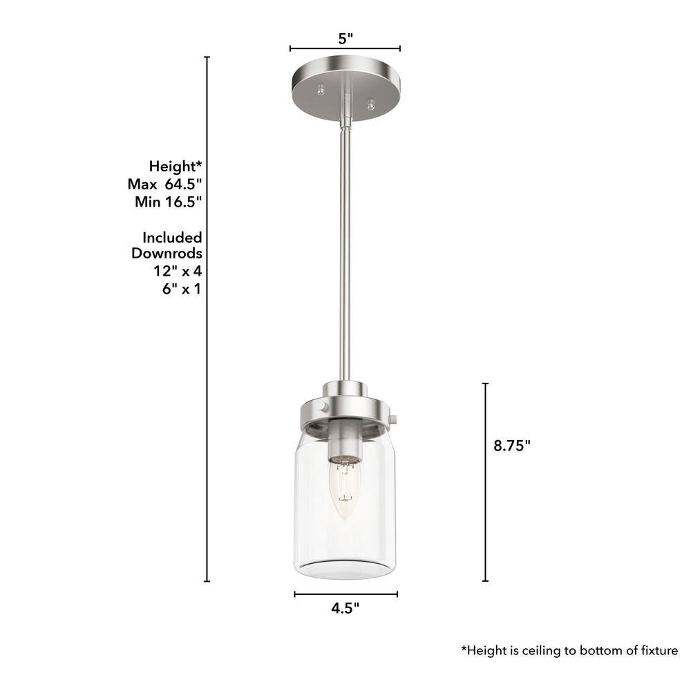 Rustic Farmhouse Mini Jar Pendant Light in Brushed Nickel