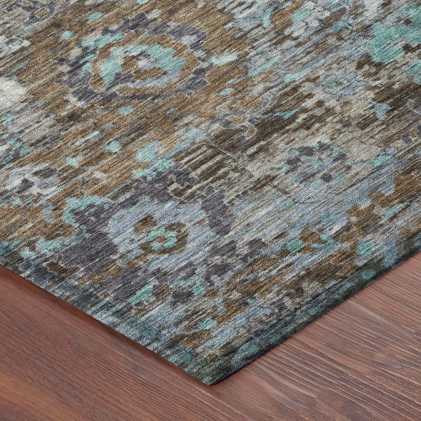 Chantille Machine Washable Indoor/Outdoor Abstract ACN2430 Mocha 8 ft. x 10 ft. Area Rug