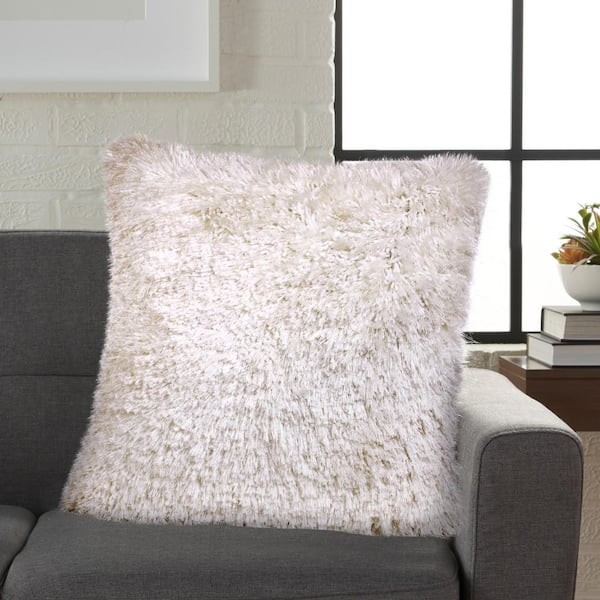 silver fluffy pillows
