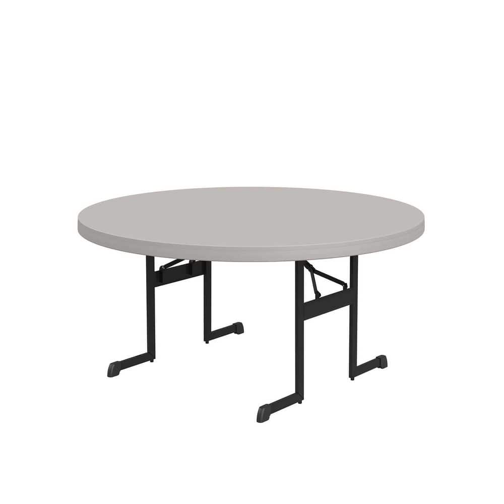 Lifetime 60-Inch Round Putty Folding Table with Black Frame