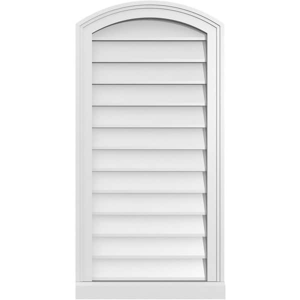 Ekena Millwork 18 in. x 36 in. Arch Top Surface Mount PVC Gable Vent: Functional with Brickmould Sill Frame