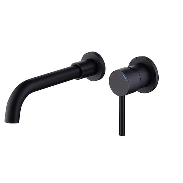 GIVING TREE Single-Handle Wall Mounted Bathroom Faucet in Matte Black