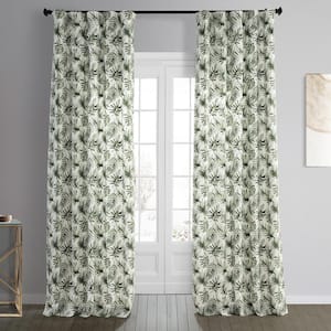 Artemis Olive Green Printed Cotton 50 in. W x 96 in. L Rod Pocket Room Darkening Curtain (1 Panel)
