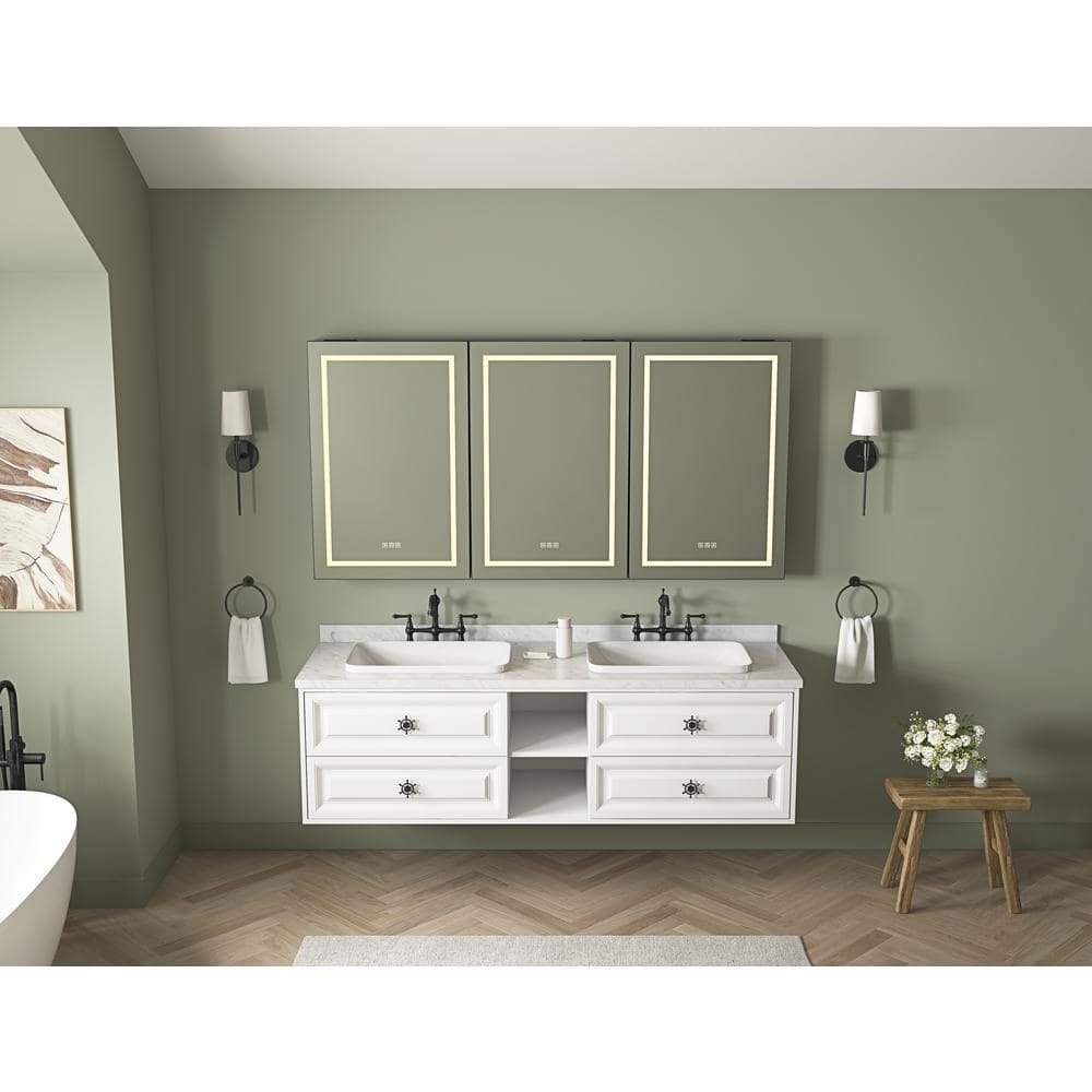 72 in. W x 36 in. H Rectangular Aluminum Medicine Cabinet with Mirror