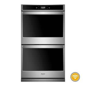 27 in. Smart Double Electric Wall Oven with True Convection Cooking in Black on Stainless Steel
