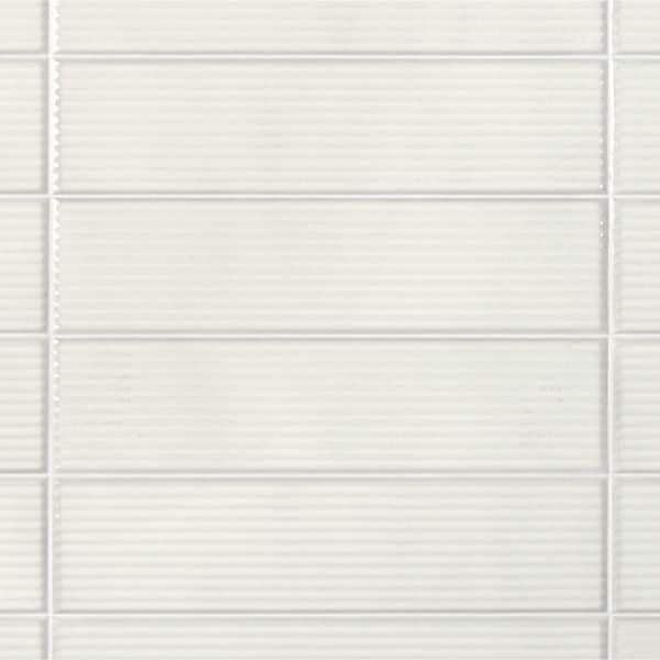 Ivy Hill Tile Stacy Garcia Olimar Grooved Bianco 3.93 in. x 15.74 in. Polished Porcelain Wall Tile (7.74 sq. ft./Case)