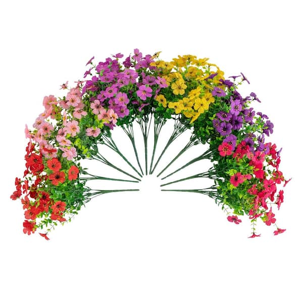 13 in. Assorted UV Resistant Artificial Daisy Bush (Indoor/Outdoor)-Set of 12