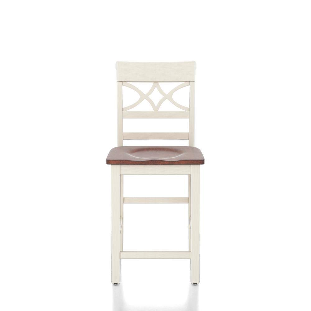 Furniture of America Logan 41 in. White Wood Pub Chair (Set of 2