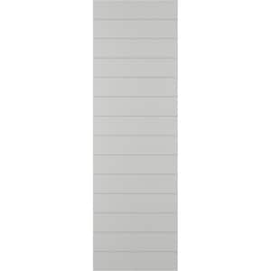 12 in. x 30 in. True Fit PVC Horizontal Slat Modern Style Fixed Mount Board and Batten Shutters, Hailstorm Gray