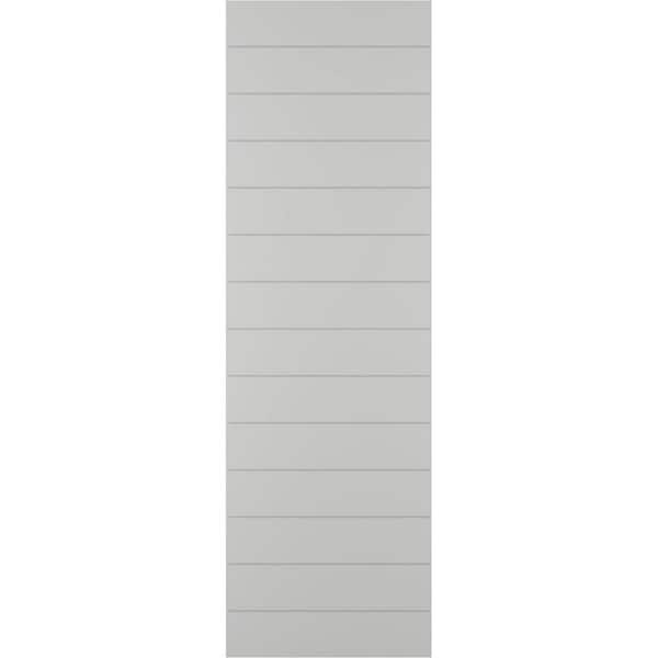 Ekena Millwork 12 in. x 45 in. True Fit PVC Horizontal Slat Modern Style Fixed Mount Board and Batten Shutters Pair in Hailstorm Gray