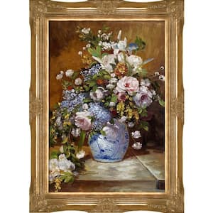 Grande Vase Di Fiori by Pierre-Auguste Renoir Victorian Gold Framed Abstract Oil Painting Art Print 32 in. x 44 in.