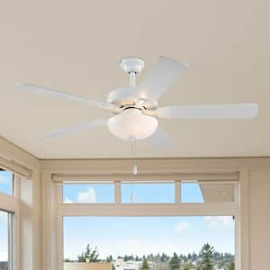 52 in. Indoor White 5-Blade Farmhouse Reversible Ceiling Fan with Light Kit and Pull Chain