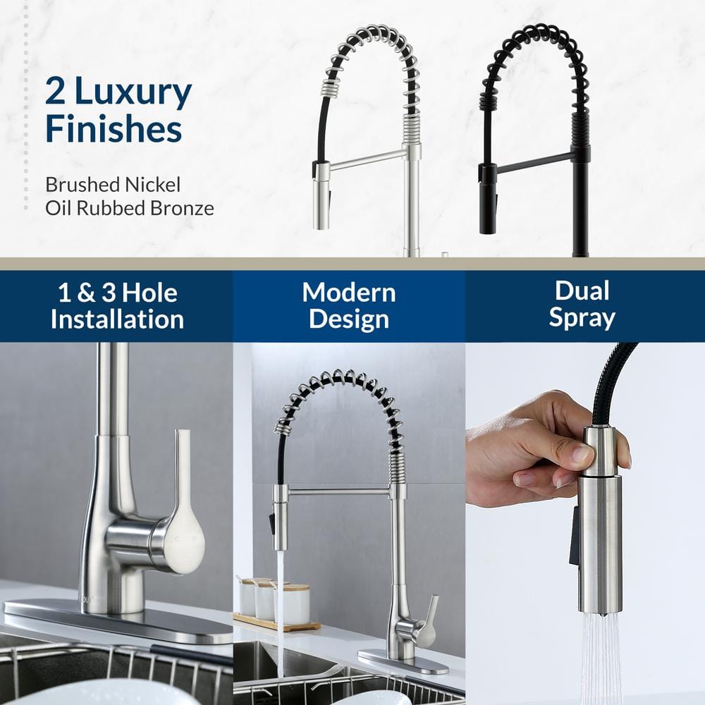 Brushed Nickel Pull-Down Single Handle Kitchen Faucet