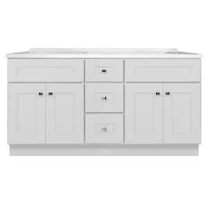 Brookings 61inxW x 22inD x 33.8inH Vanity with Cultured Marble Vanity Top,2 Sinks, Sq. Bowl, Centerset, Assembled, White