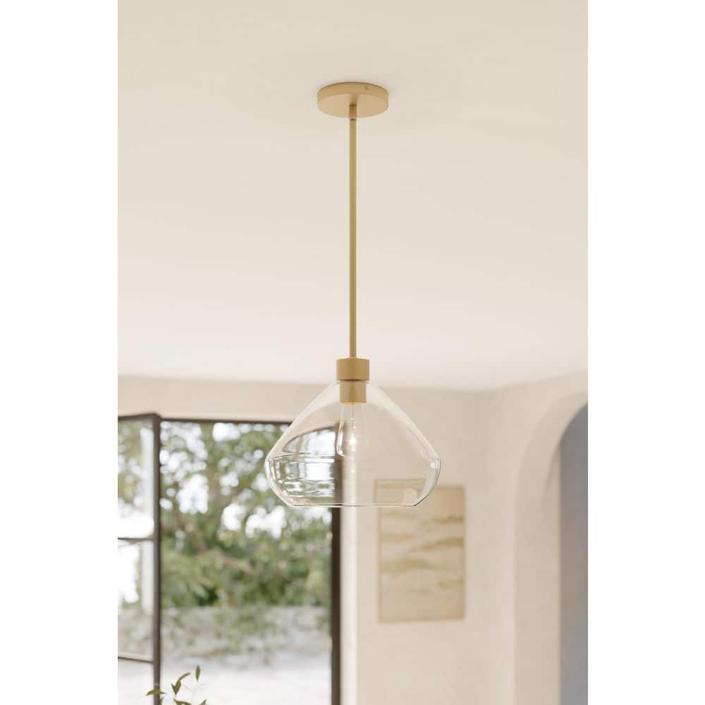 Elaris 60-Watt 1-Light Legacy Brass Pendant Light with Clear Glass Bell Shade, No Bulb Included price history on PriceWatchPro