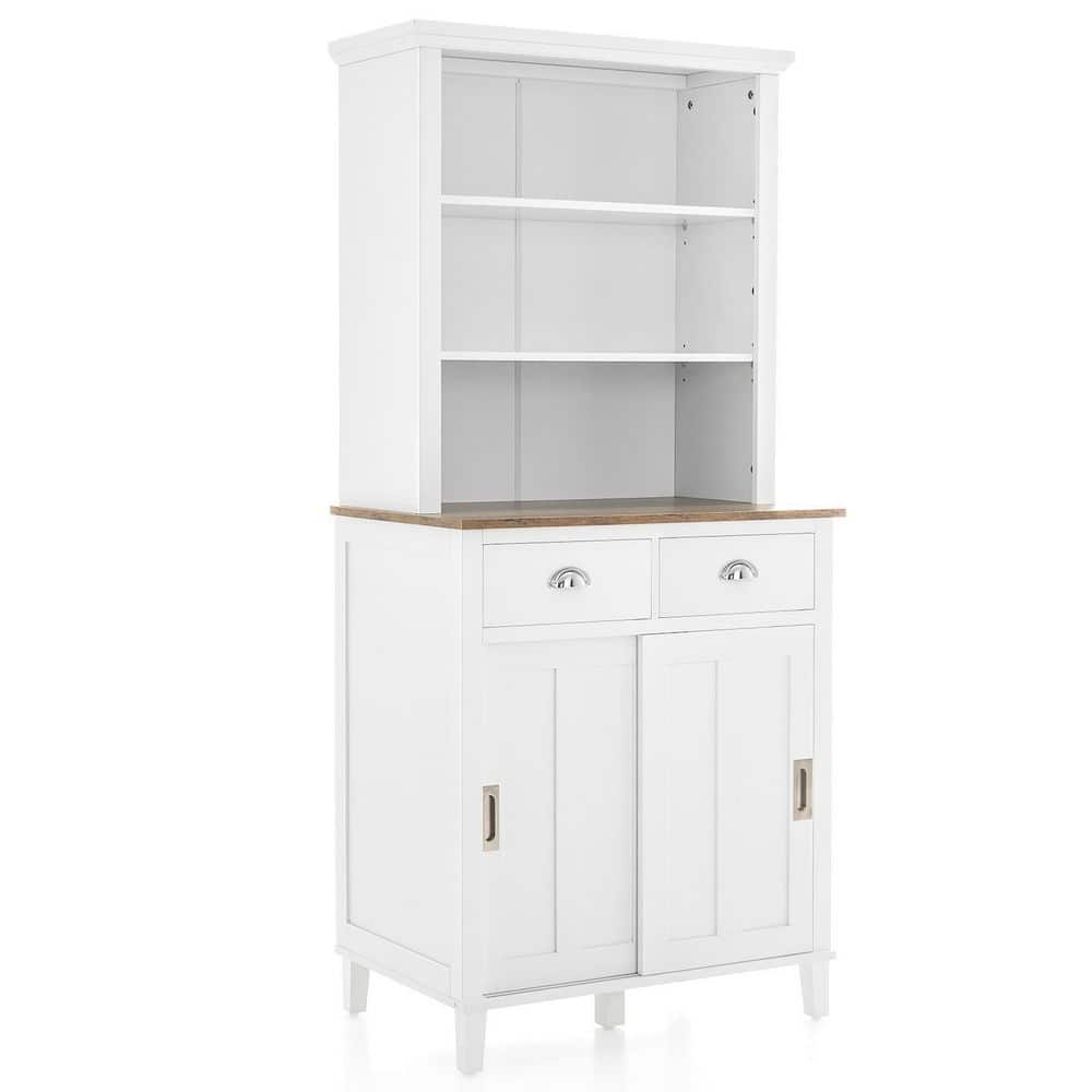 Costway Freestanding White Kitchen Pantry Storage Cabinet Buffet w ...