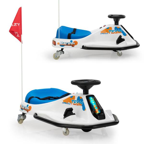 TOBBI 24-Volt Electric Go Kart Kids Ride On Drift Car with Music, Bluetooth, USB, LED Lights and Flag for Kids Aged 6-12