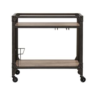 Art Charcoal Bar Cart with Wine Glass Storage