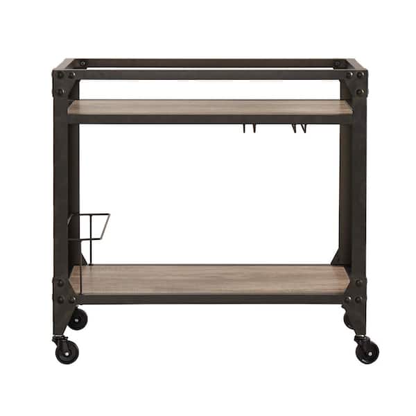 HomeSullivan Art Charcoal Bar Cart with Wine Glass Storage
