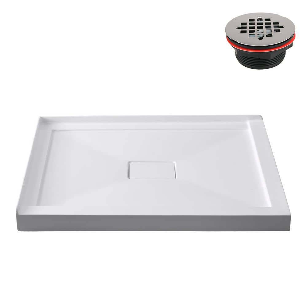 GB-610-444 48 in. x 36 in. Corner Acrylic Shower Base in Glossy White With Center Drain, Drain Included price history on PriceWatchPro
