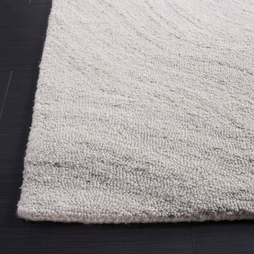 Abstract Light Grey and Beige Hand-Tufted Wool Runner Rug
