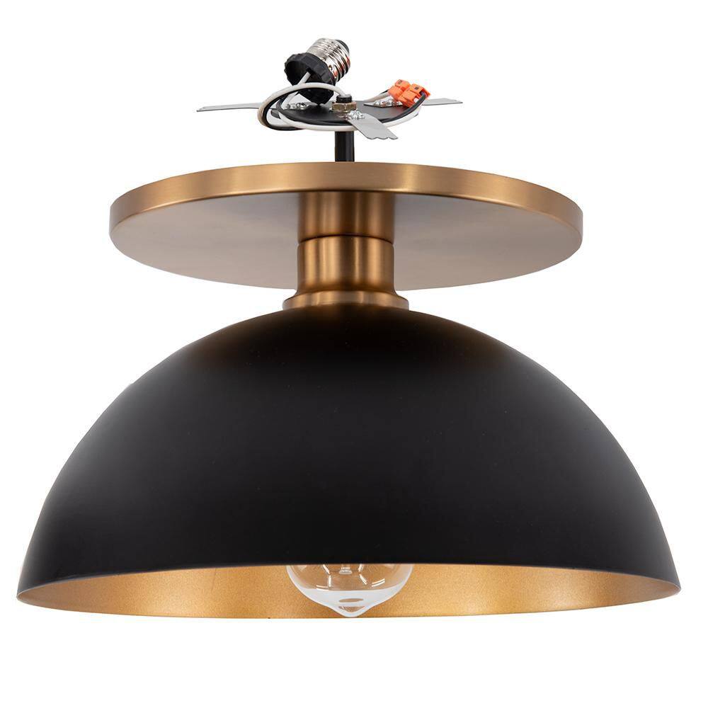 WHP 6 in. Satin Brass Recessed Light Semi-Flush Can Conversion Kit with Black & Gold Dome Shade price history on PriceWatchPro