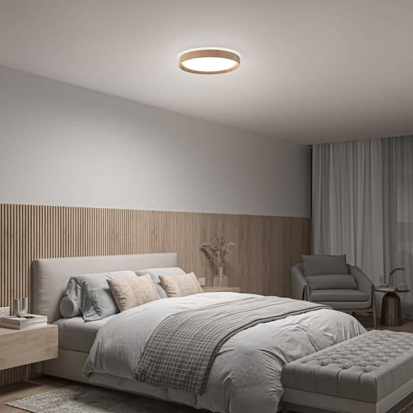 Artika Callisto 15 in. Wood 5CCT LED Flush Mount Ceiling Light