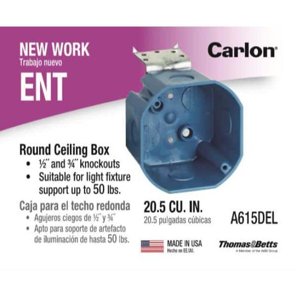 Carlon Blue 4-Gang Non-Metallic Octagon Ceiling Box with Cover & Brackets 615E 