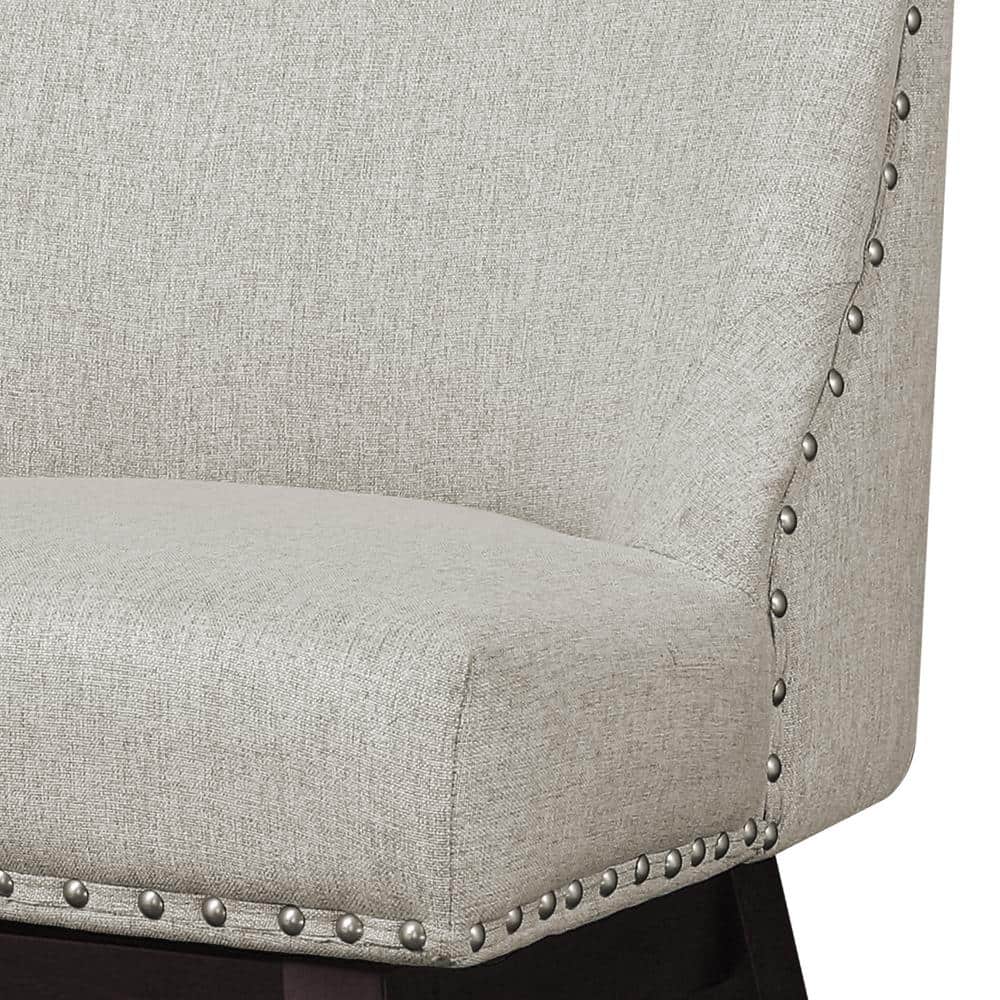 Oyster Gray Swivel Counter Stools with Wood Legs, Set of 2