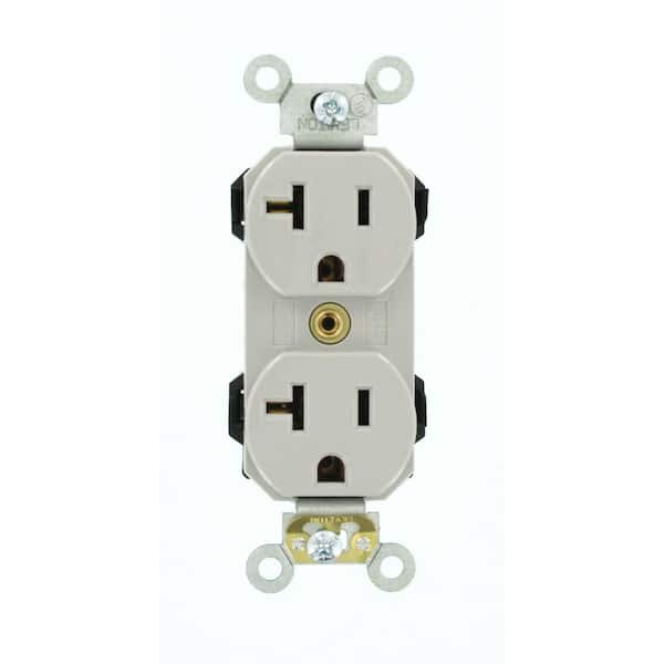 Leviton 20 Amp Lev Lok Modular Wiring Device Commercial Grade Self Grounding Duplex Outlet Gray 5765