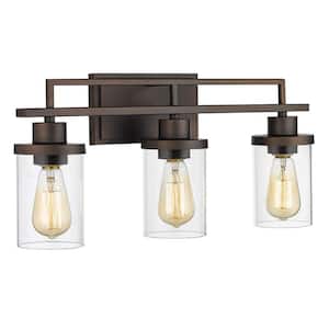 Vintage 20.8 in. 3-Light Oil Rubbed Bronze Vanity Light with Clear Glass