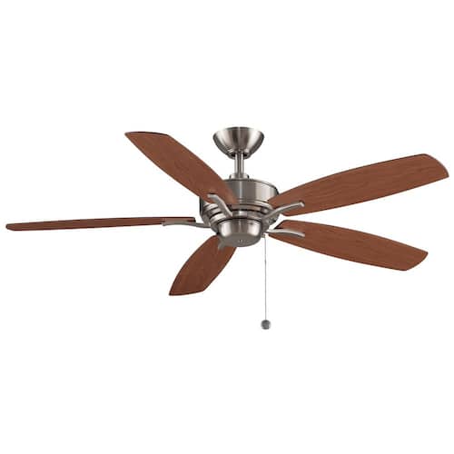 Aire Deluxe 52 in. Brushed Nickel Ceiling Fan with Cherry/Dark Walnut Reversible Blades Lighting