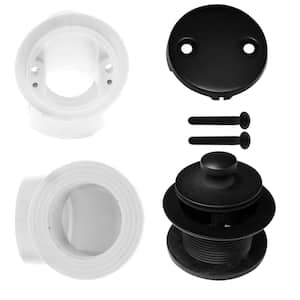 Sch. 40 PVC 1-1/2 in. Course Thread Plumber's Pack Twist Close Bathtub Drain with Two-Hole Elbow, Matte Black