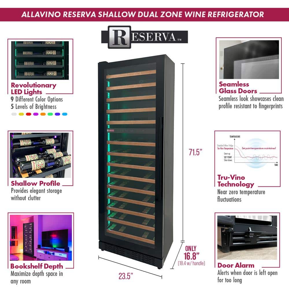 Allavino Dual Zone Black Freestanding 67 Bottle Wine Refrigerator