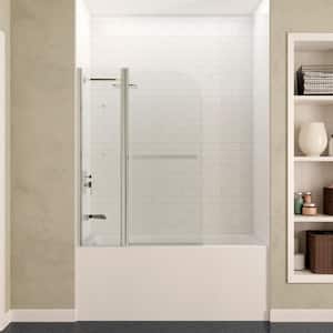 Galleon 48 in. x 58 in. Frameless Hinged Tub Door with TSUNAMI GUARD in Brushed Nickel