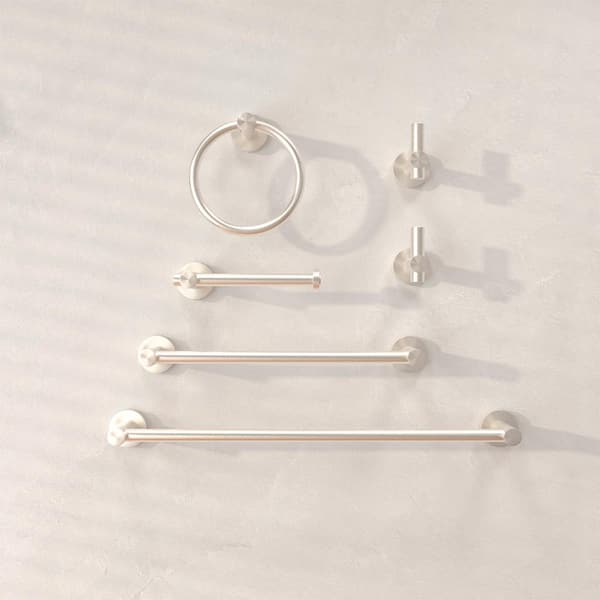 niveal Essen 6-Piece Bath Hardware Set with Mounting Hardware in Brushed Nickel