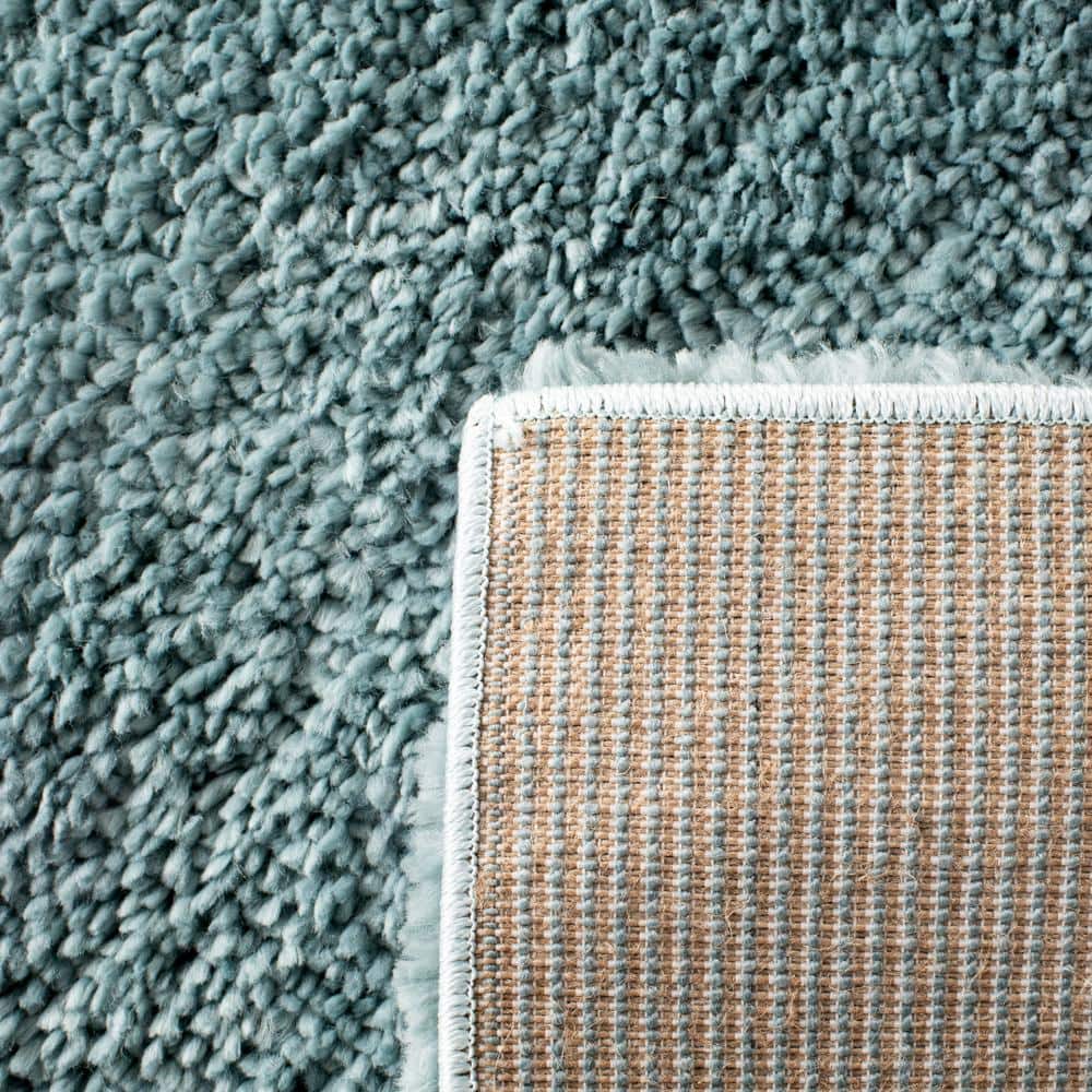Aqua Round Synthetic Shag Area Rug, 5'3"