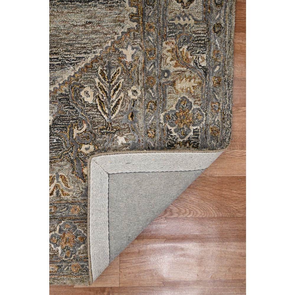 Elegant Gray 5' x 7' Hand-Tufted Wool & Viscose Area Rug