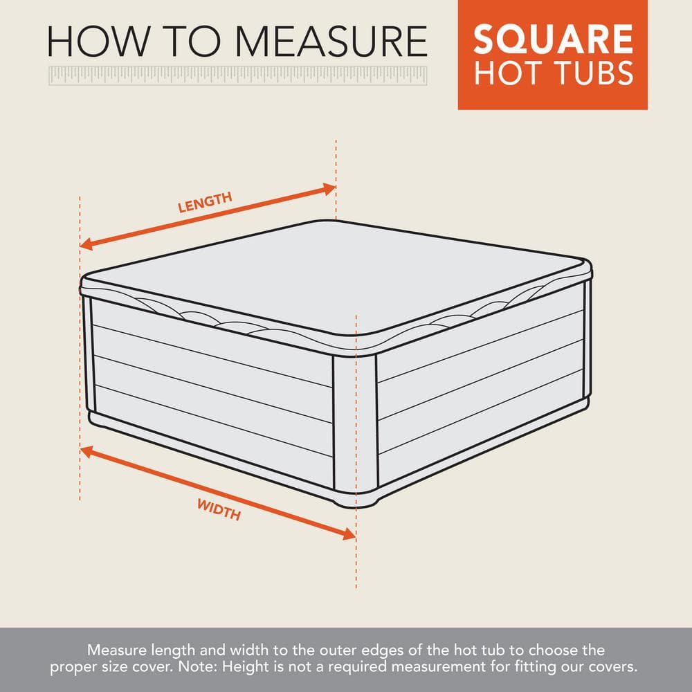 Beige Heavy-Duty Weather-Resistant Square Hot Tub Cover