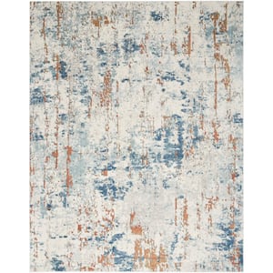 Concerto Beige Blue Rust 8 ft. x 10 ft. Abstract Contemporary Area Rug
