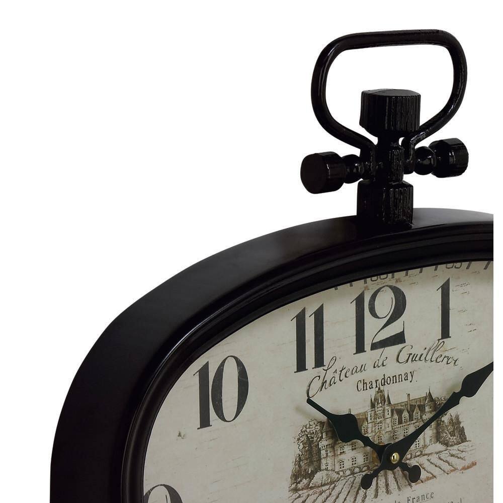 Vintage Black and White Oval Metal Wall Clock