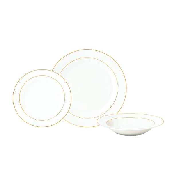 Unbranded 12-Piece Traditional Gold rim and white Porcelain Dinnerware Set (Service for 4)