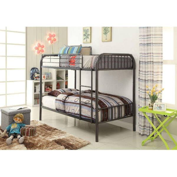 Benjara Gunmetal Gray Metal Twin/Twin Bunk Bed BM163486 The Home Depot