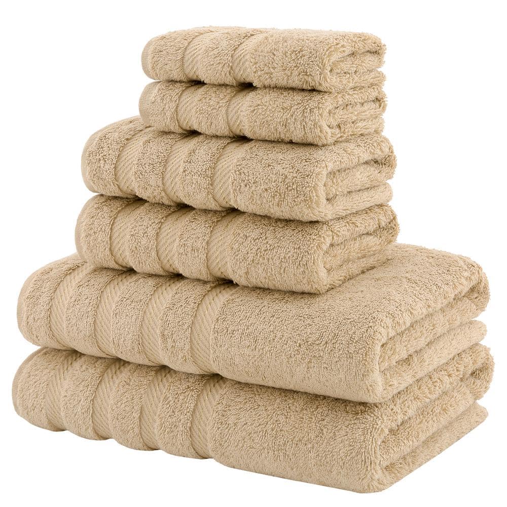 Beige Turkish Cotton 6-Piece Towel Set