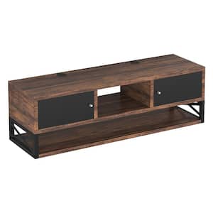 Tabor 39 in. Brown Floating TV Stand Fits TVs Up to 55 in. Wall Mount Media TV Console with Doors and Cable Management